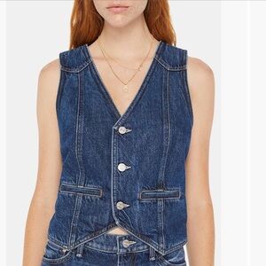MOTHER Blue Denim Vest Top Fitted Sleeveless